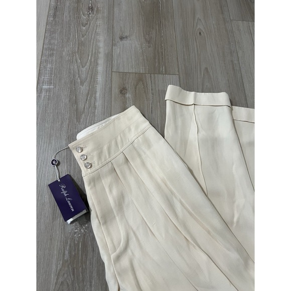 Ralph Lauren Purple Label Spring Pink Linen Blend Pleated PantsSz 4Belted